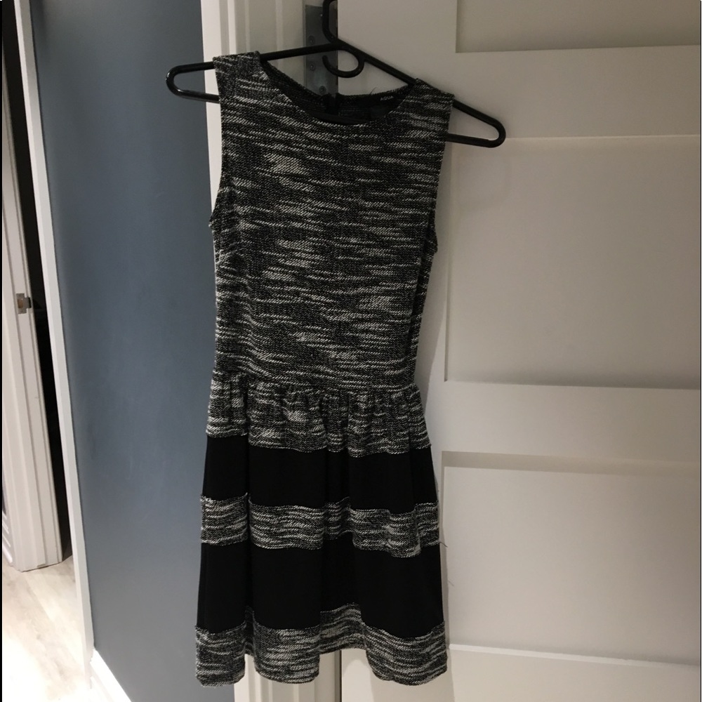 Aqua black, grey and white dress.